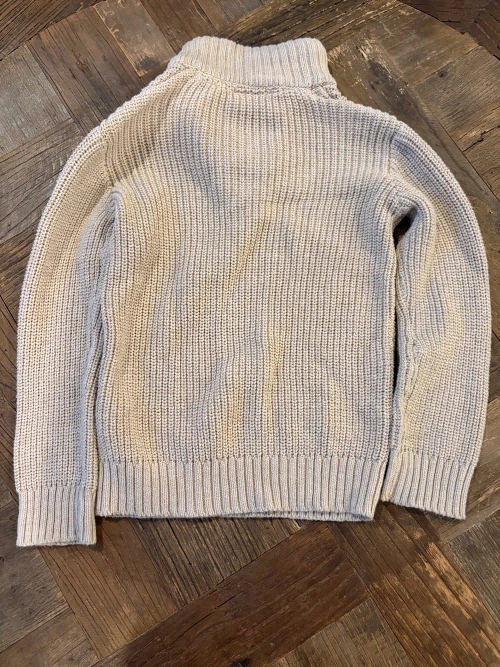 The Children's Place Size XS 4 Beige Sherpa Lined Mock Neck 1/4 Zip Knit Sweater